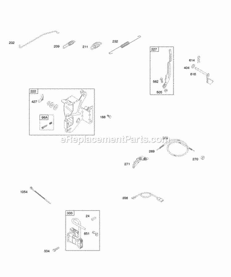 Controls Springs Ignition Diagram and Parts List for 09K432-0023-01  Briggs and Stratton Engine